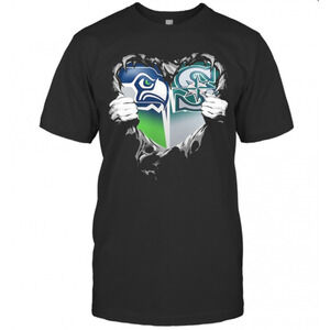 Blood Inside Seattle Seahawks And Seattle Mariners Heart T-Shirt